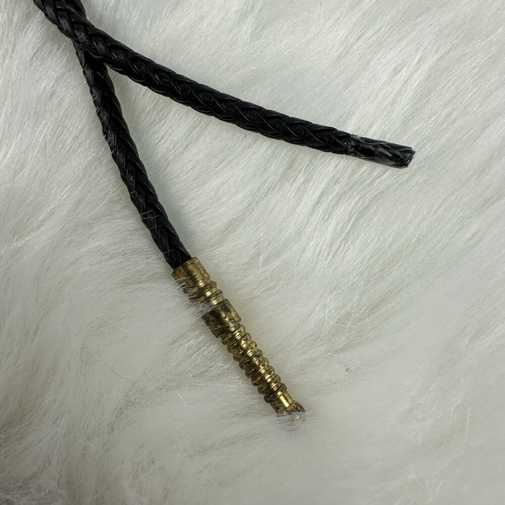 Tiger's Eye Stone Mens Bolo Tie Cowboy Vintage Alloy Waxed Rope Wedding - Picture 3 of 4